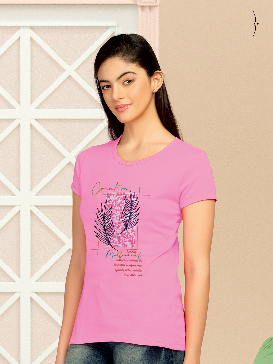 Ladies Casual T-Shirt-Pink