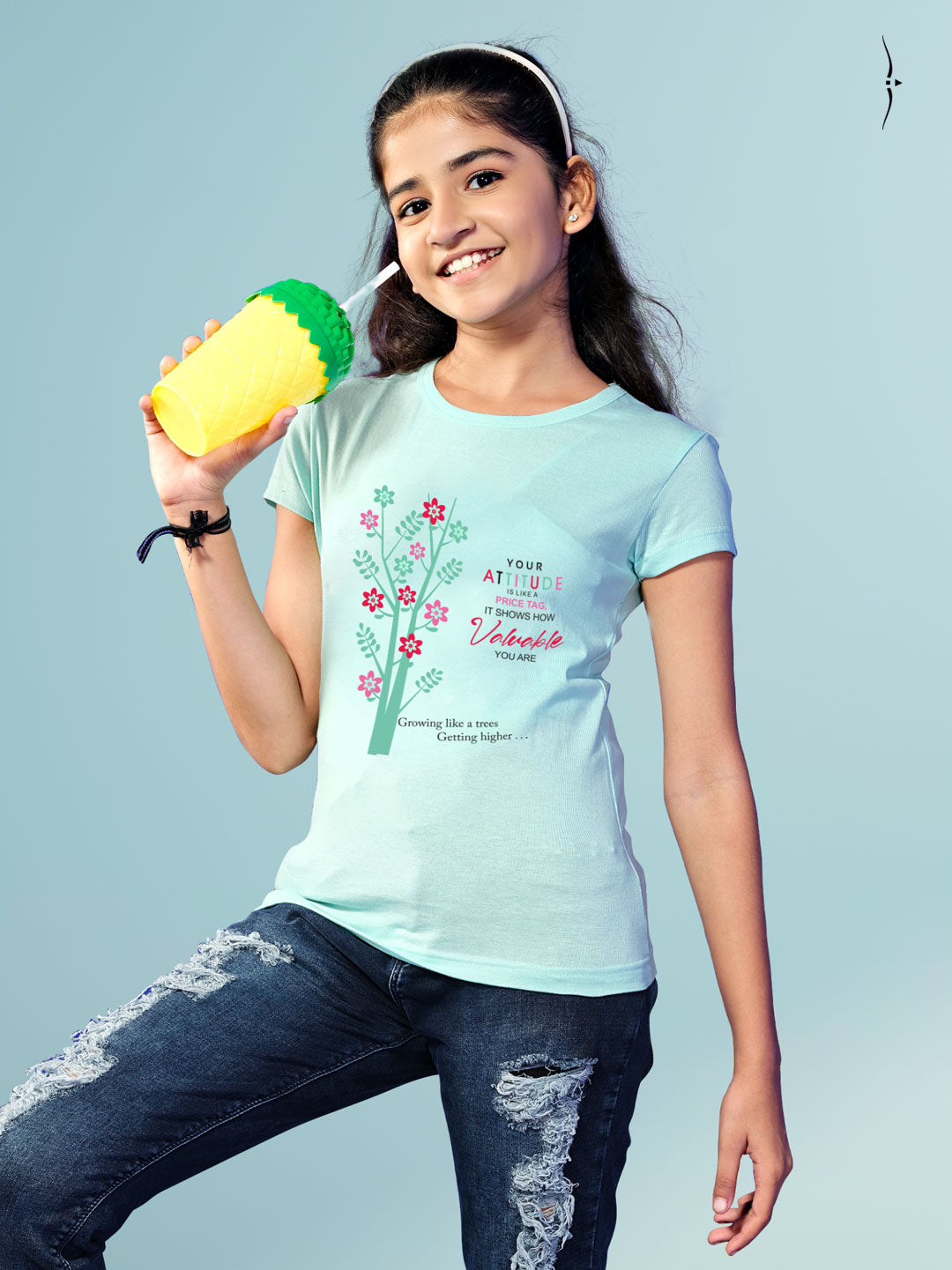Salma Casual T-Shirt For Girls-Blue Lily – ESSA GARMENTS
