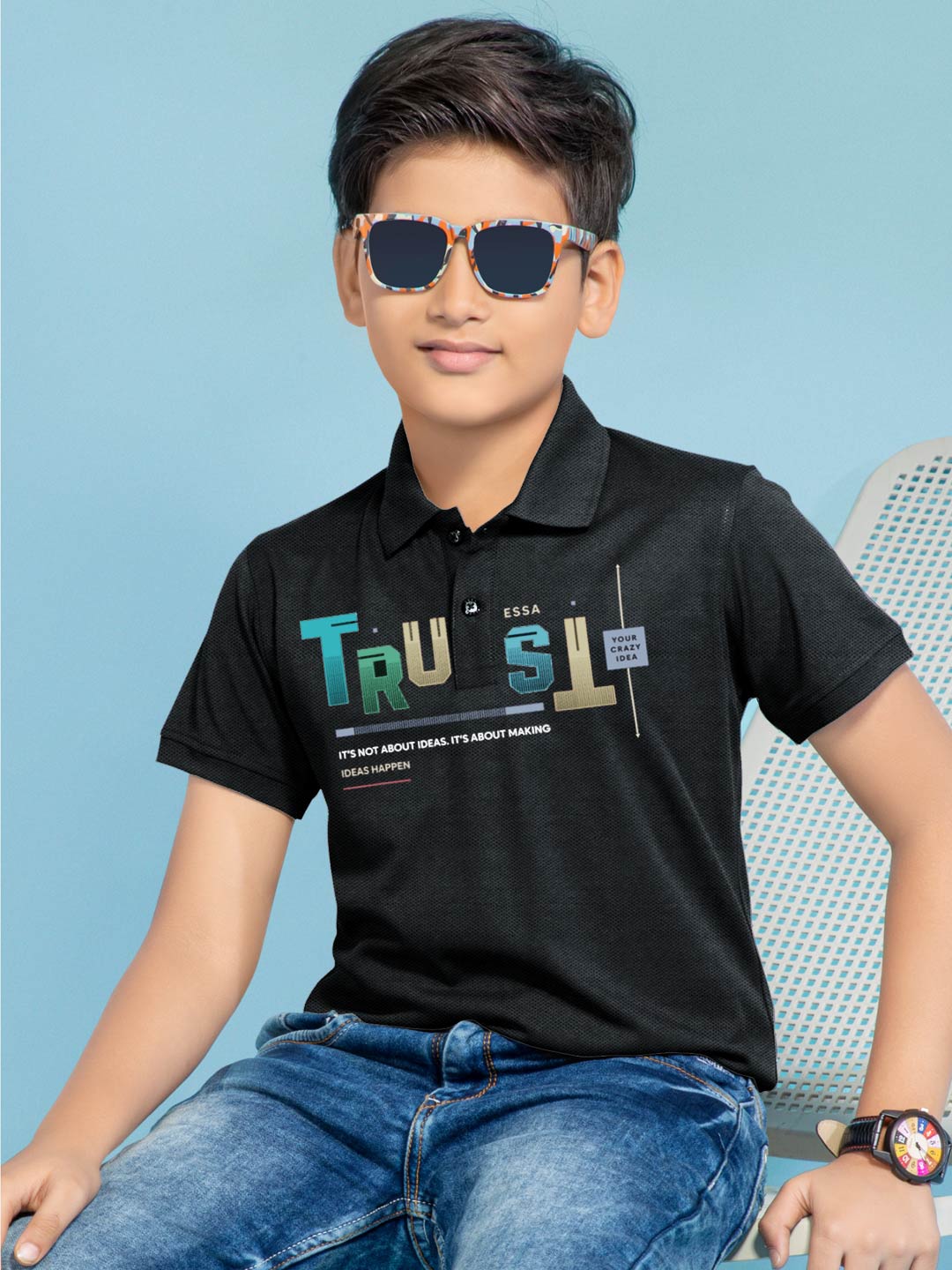 FS-0410 Collar Polo T-Shirt for boys #color_black