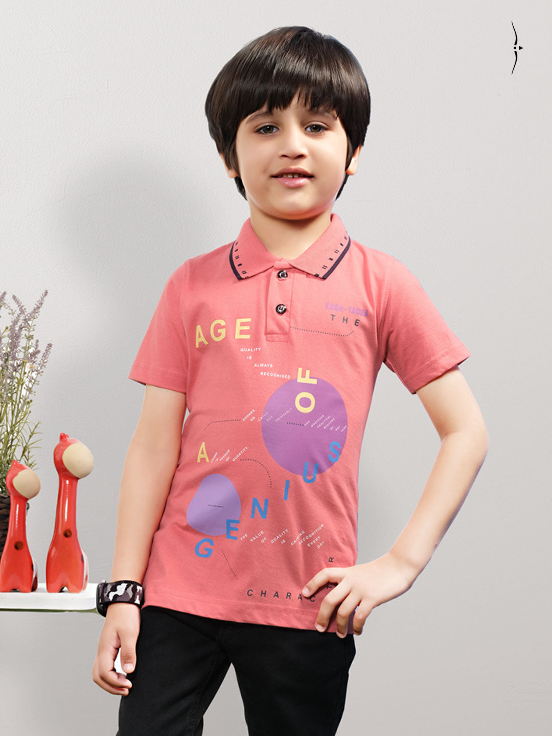 Essa 20-20 Collar T-Shirt for Boys Light Salmon Pink – ESSA GARMENTS
