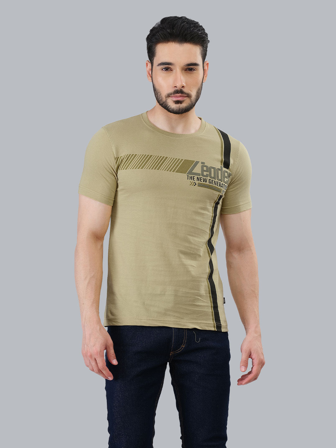 essa casual roundnect t-shirt light brown colour for men