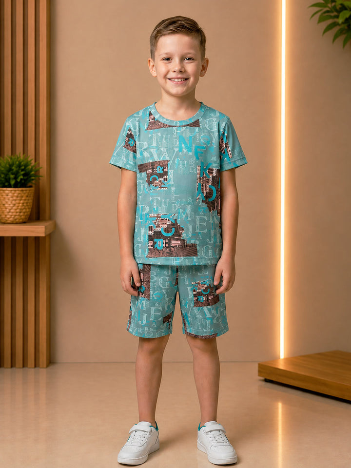 Boys Printed Co-ord Shorts Set