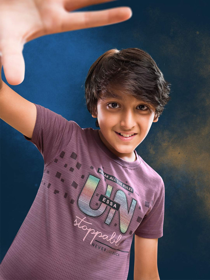 printed round neck t-shirt for boys #color_old-lavender