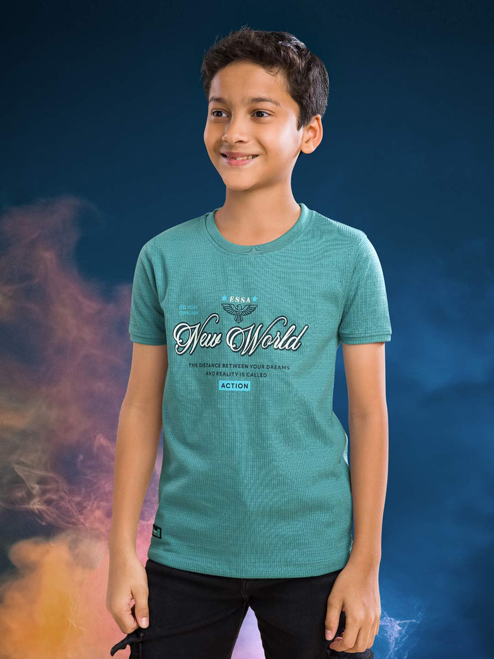 printed round neck t-shirt for boys #color_bondi-blue