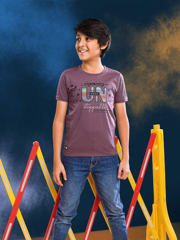 printed round neck t-shirt for boys #color_old-lavender