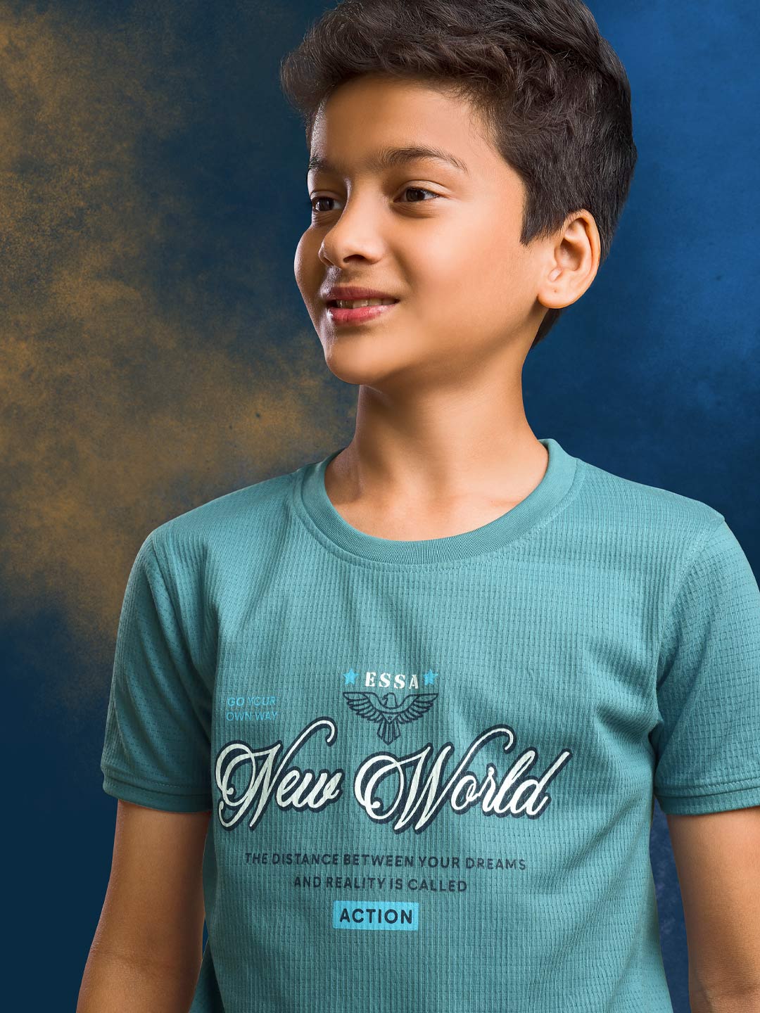 printed round neck t-shirt for boys #color_bondi-blue
