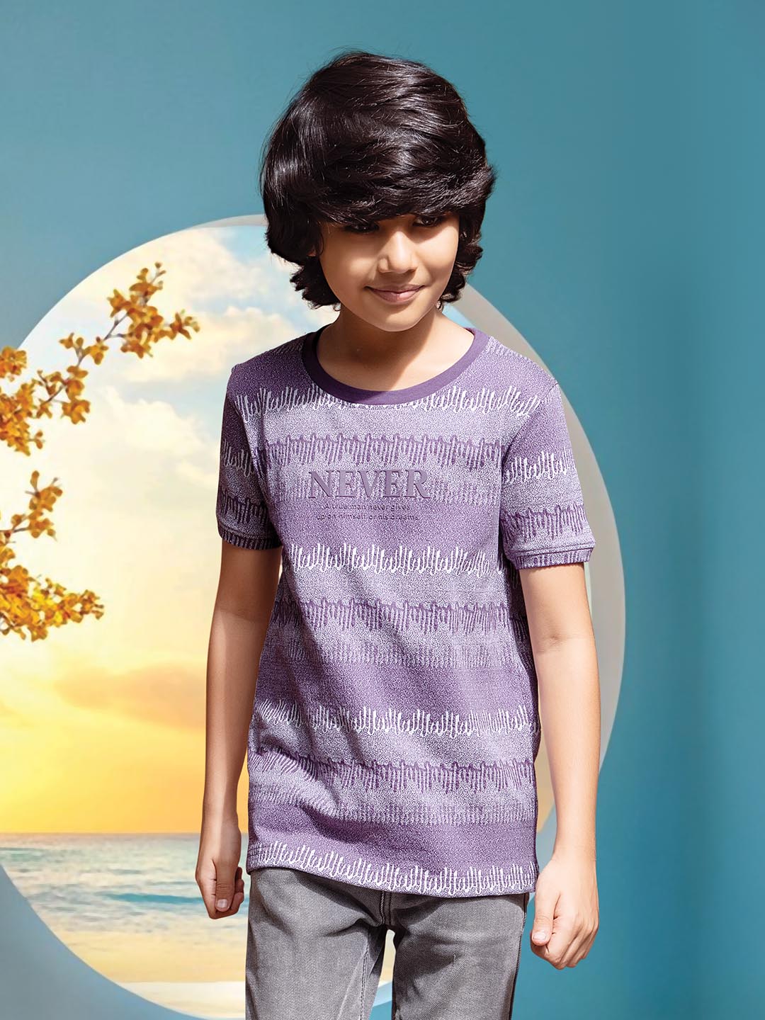 boys printed round neck t-shirt #color_plum-purple