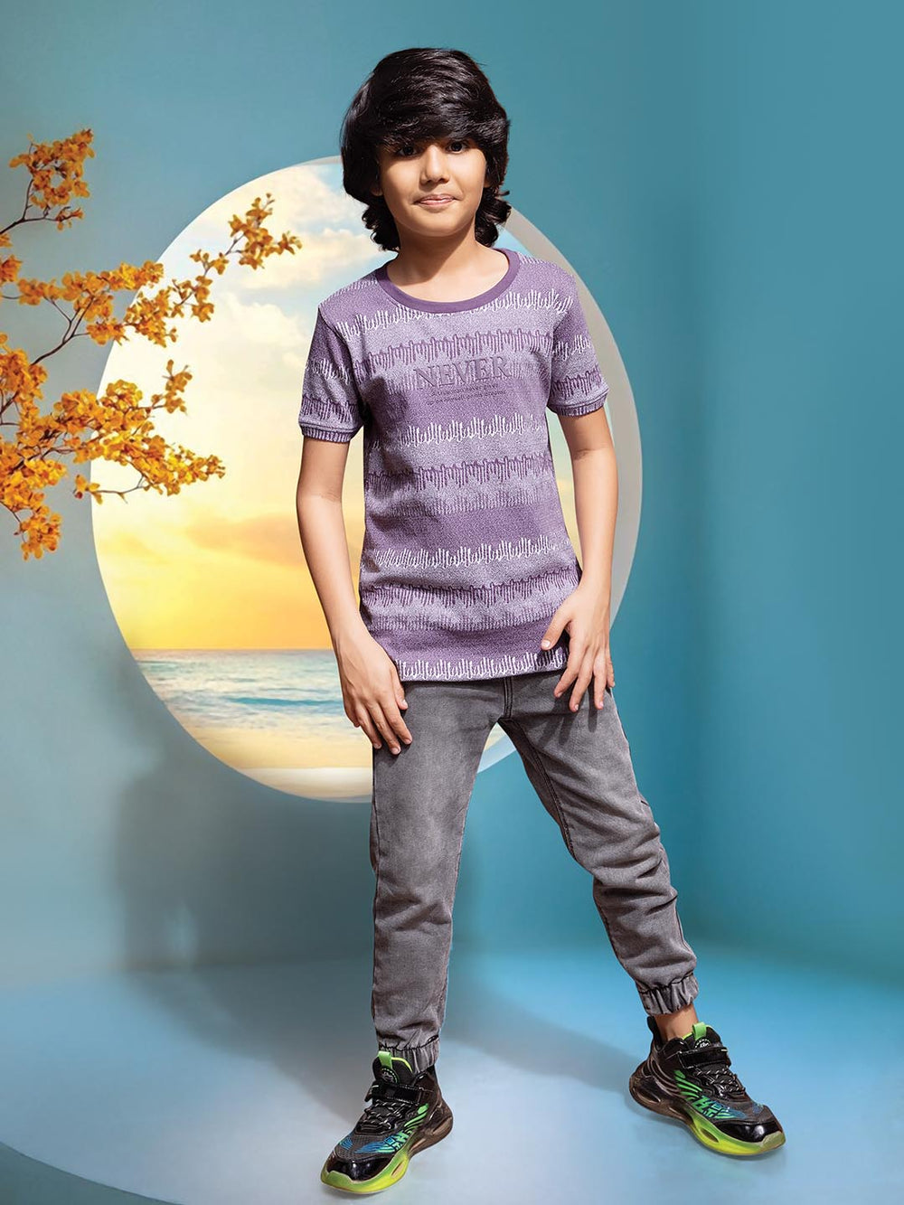 boys printed round neck t-shirt #color_plum-purple