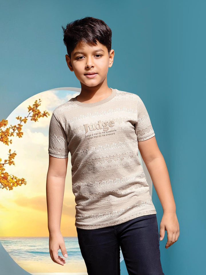 boys printed round neck t-shirt #color_almond