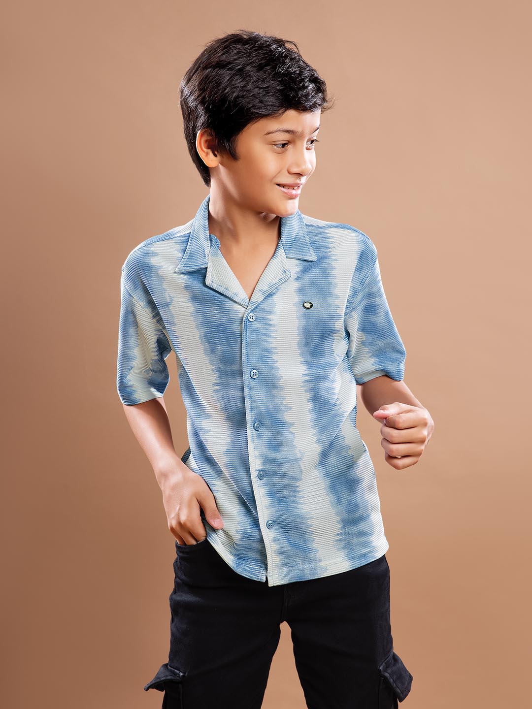 B-3790 collar printed half sleeve shirts for boys #color_carolina-blue