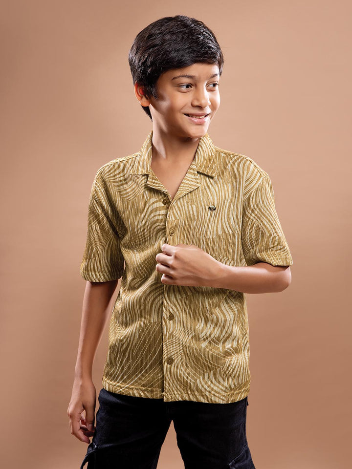 B-3790 collar printed half sleeve shirts for boys #color_harvest-gold