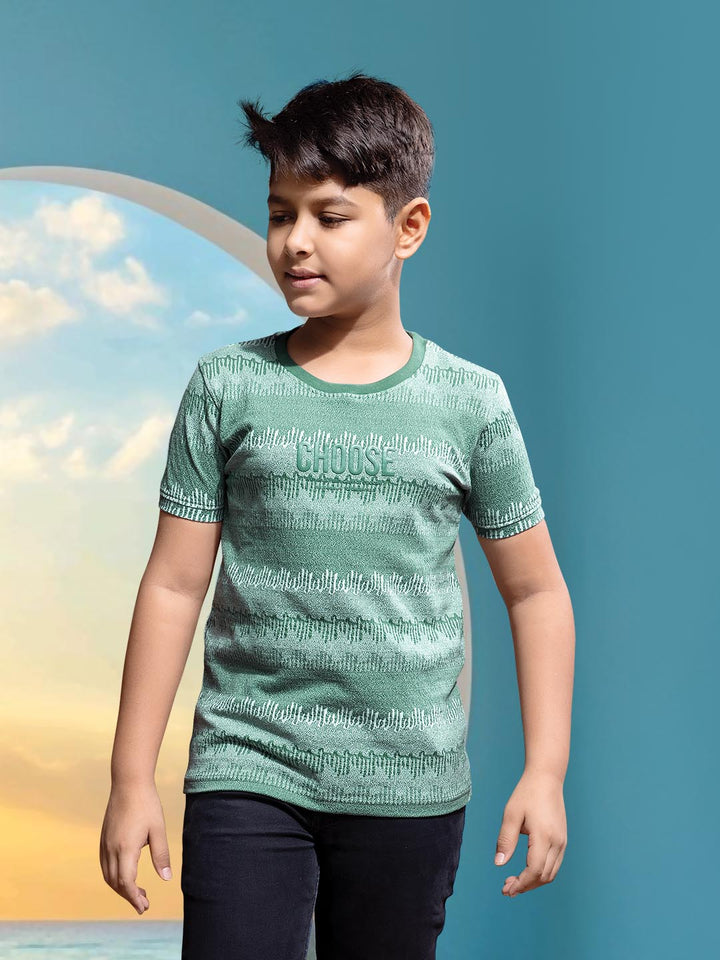 boys printed round neck t-shirt #color_mint