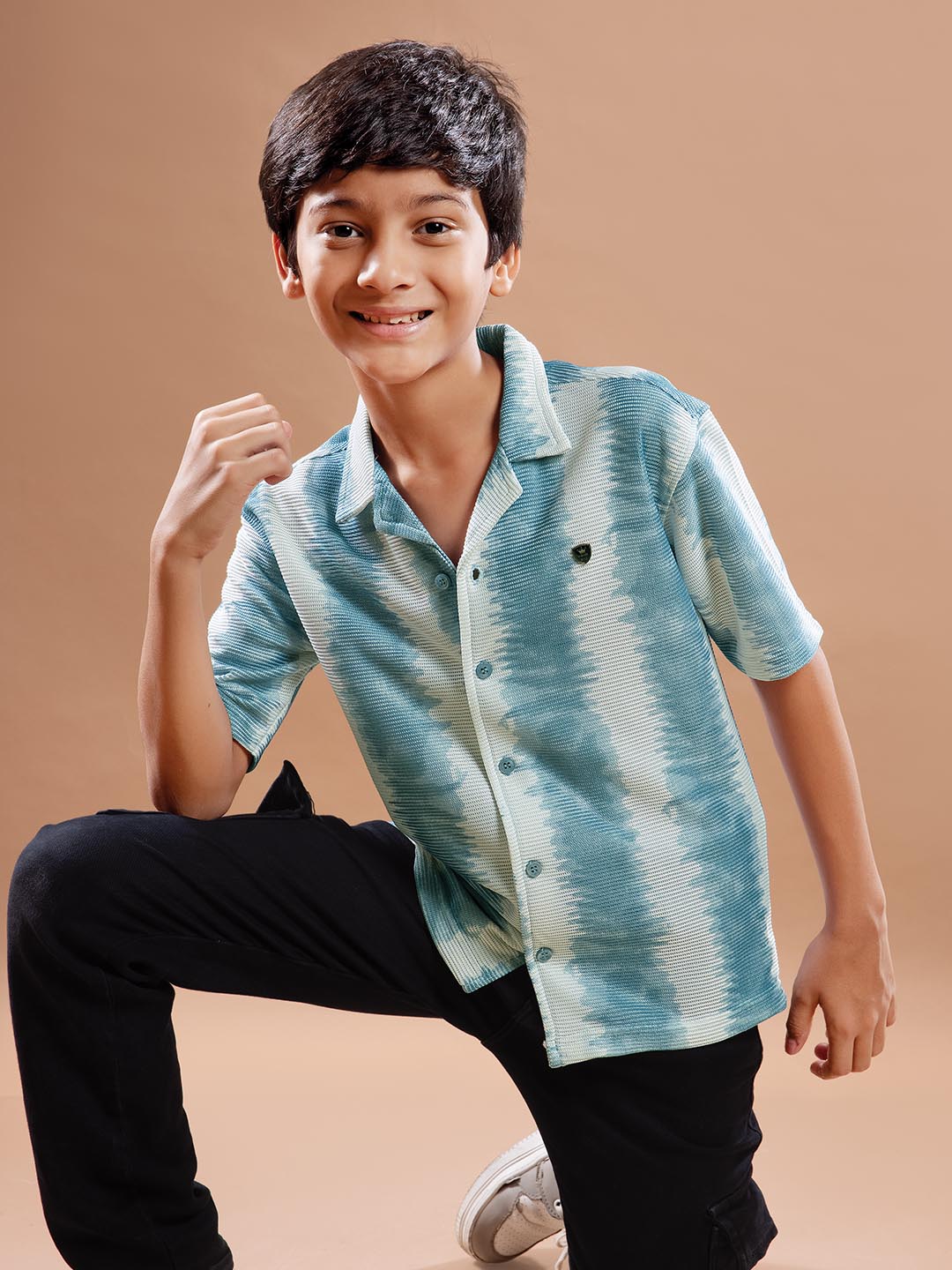 B-3790 collar printed half sleeve shirts for boys  #color_astronaut-blue