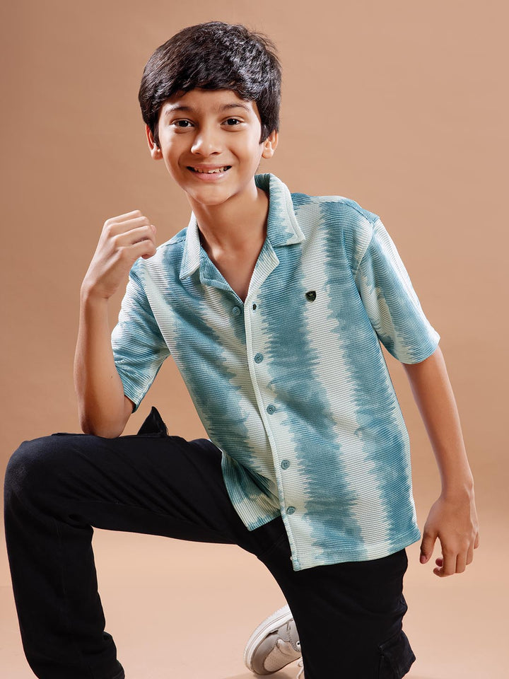 B-3790 collar printed half sleeve shirts for boys  #color_astronaut-blue