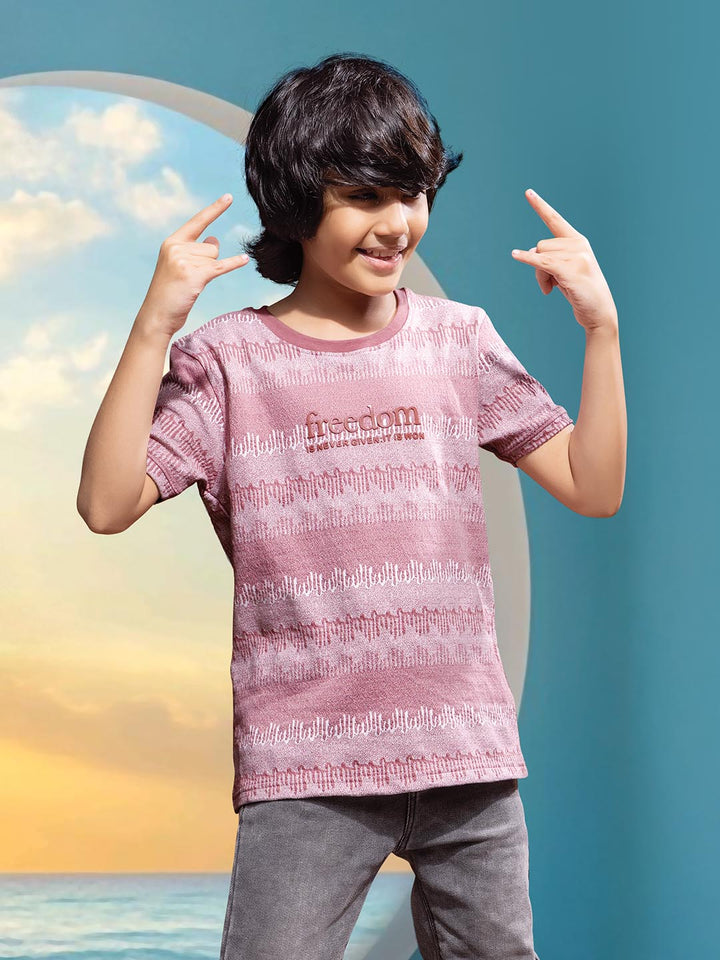 boys printed round neck t-shirt #color_dusty-pink
