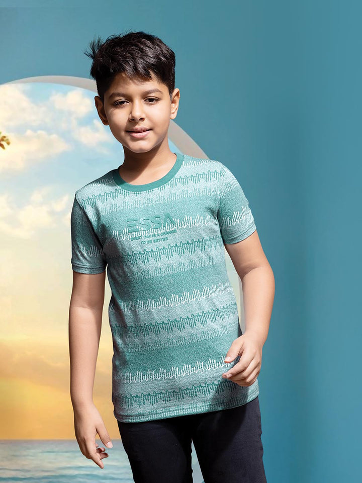 boys printed round neck t-shirt #color_tiffany-blue