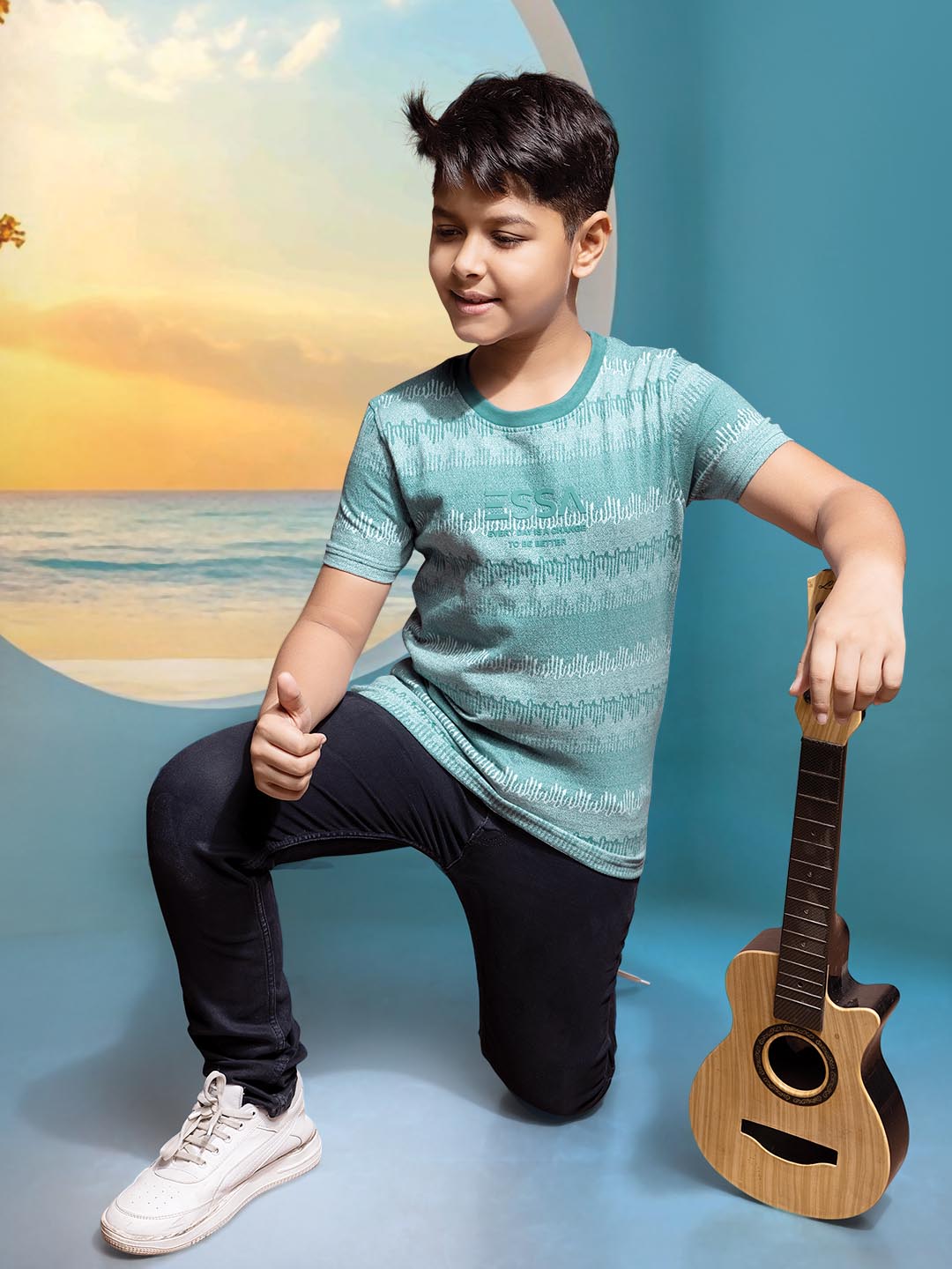 boys printed round neck t-shirt #color_tiffany-blue