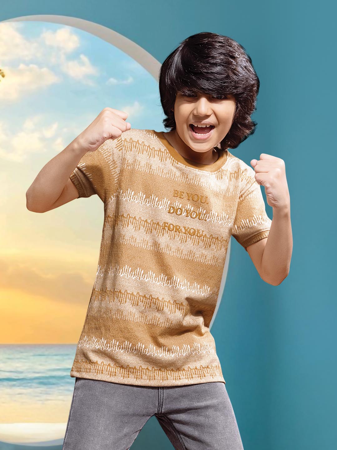 boys printed round neck t-shirt #color_peru