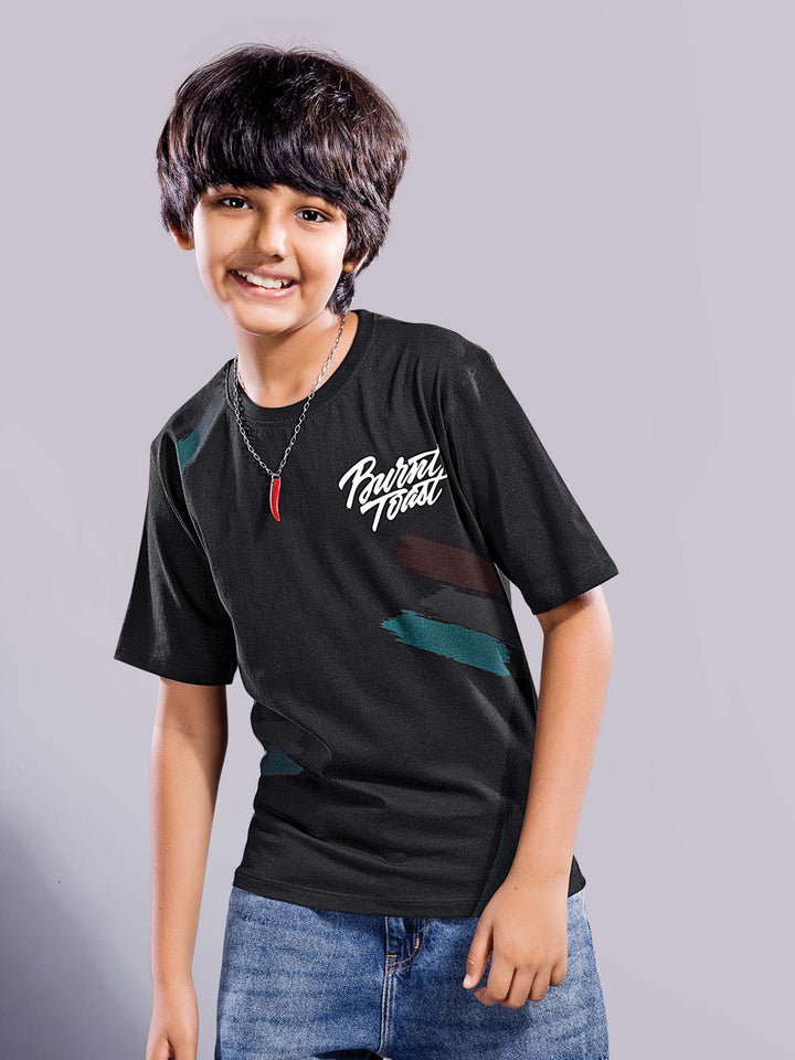 boys printed down shoulder t-shirt #color_black