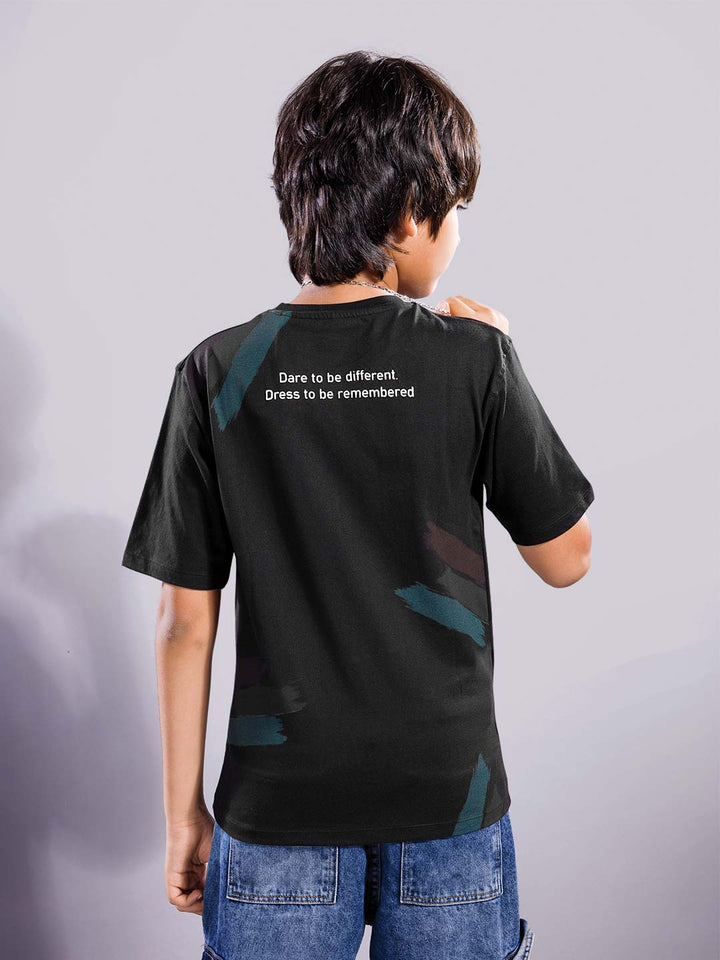 boys printed down shoulder t-shirt #color_black