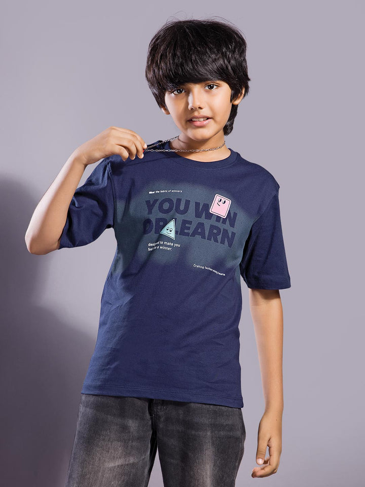 boys printed down shoulder t-shirt #color_dark-navy-blue
