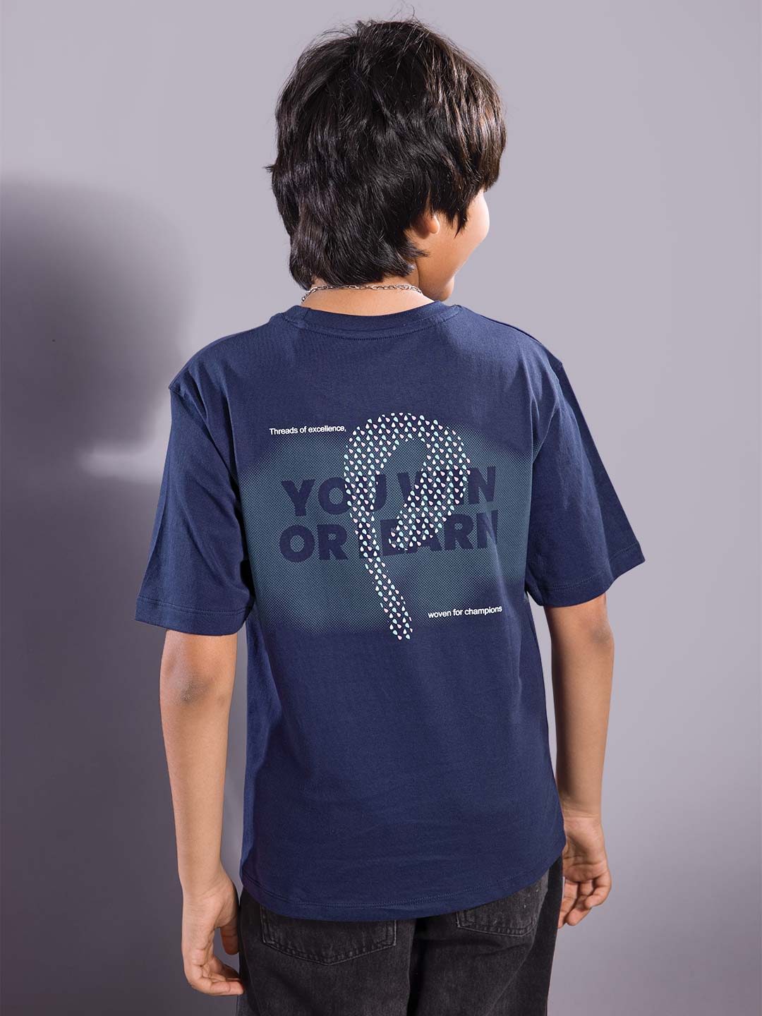 boys printed down shoulder t-shirt #color_dark-navy-blue