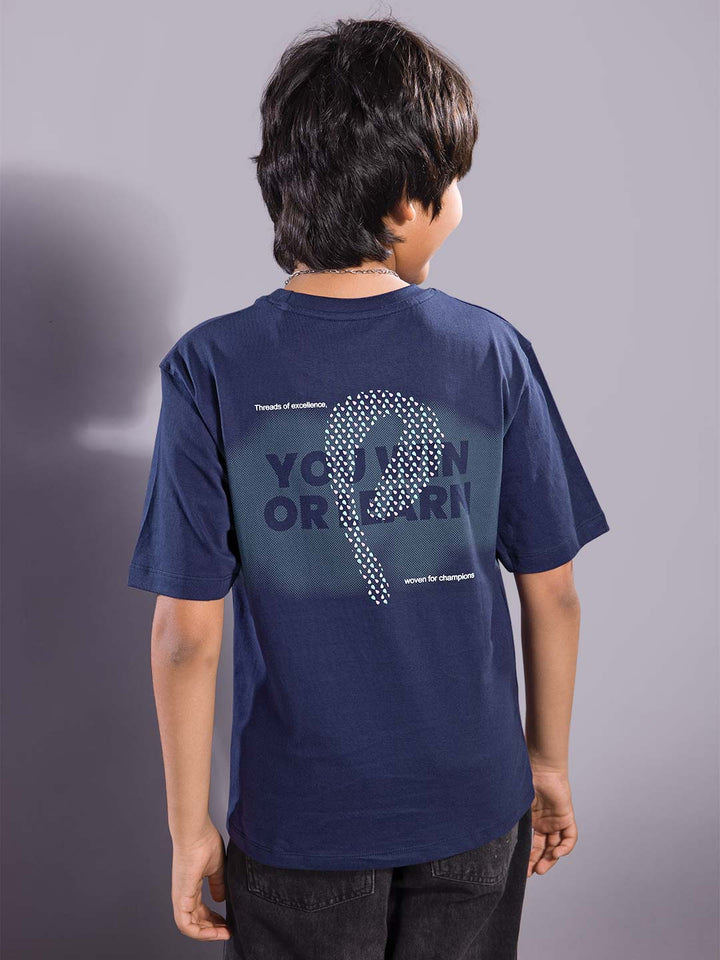 boys printed down shoulder t-shirt #color_dark-navy-blue