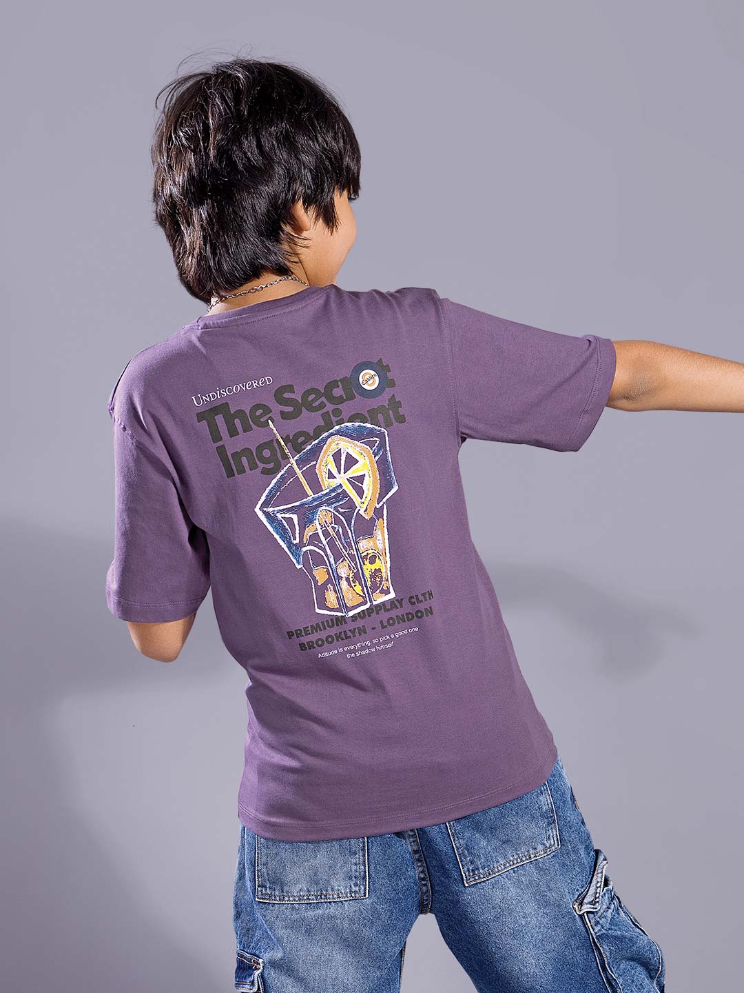 boys printed down shoulder t-shirt #color_plum-purple