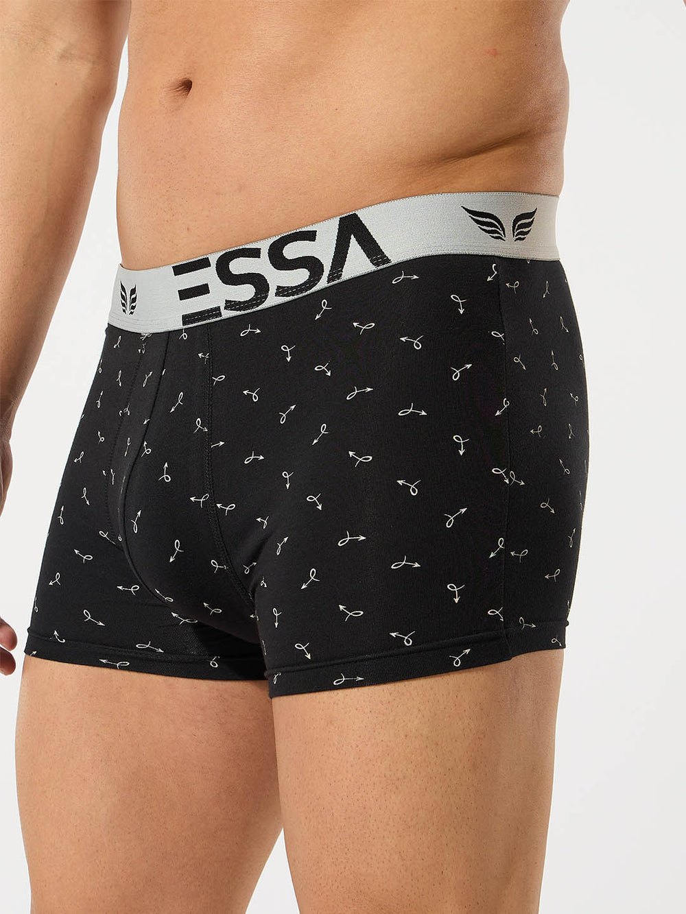 Mr fit 4105 printed outer elastic trunk for men color black
