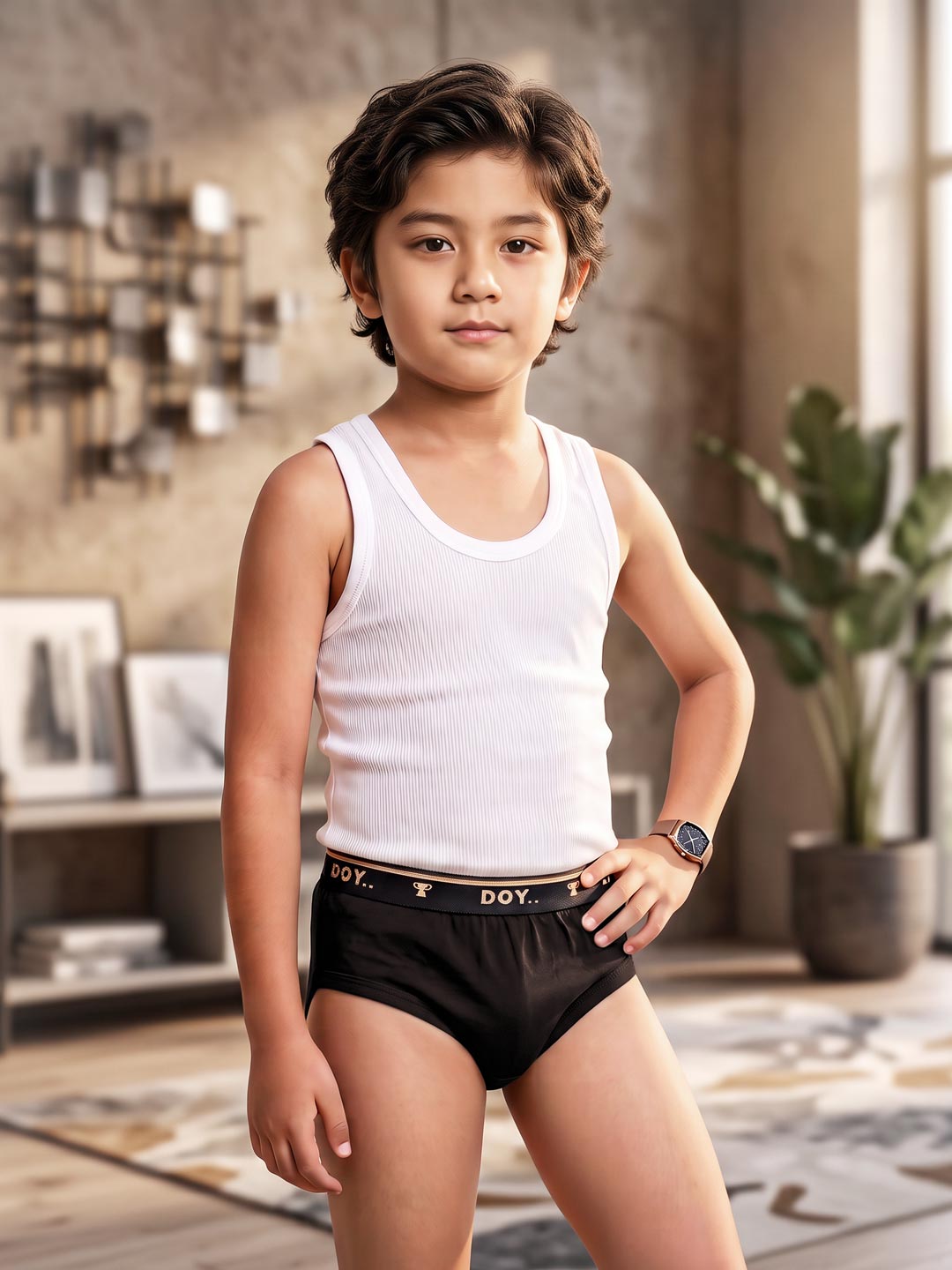 cotton plain doy jetty for boys brown color-essa garments#color_bistre
