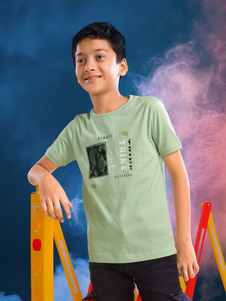 printed round neck t-shirt for boys #color_light-sage