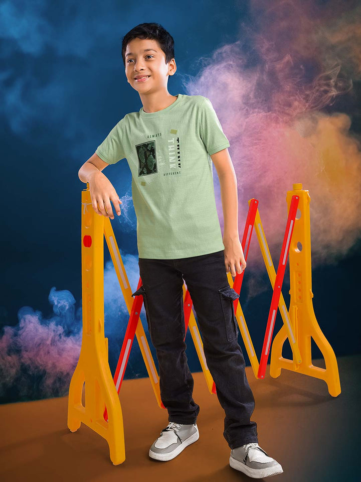 printed round neck t-shirt for boys #color_light-sage