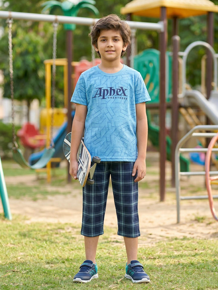 Sprit boys printed half sleeve 3/4th set color ball blue