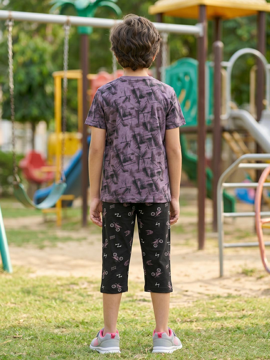 Sprit boys printed half sleeve 3/4th set color old lavender