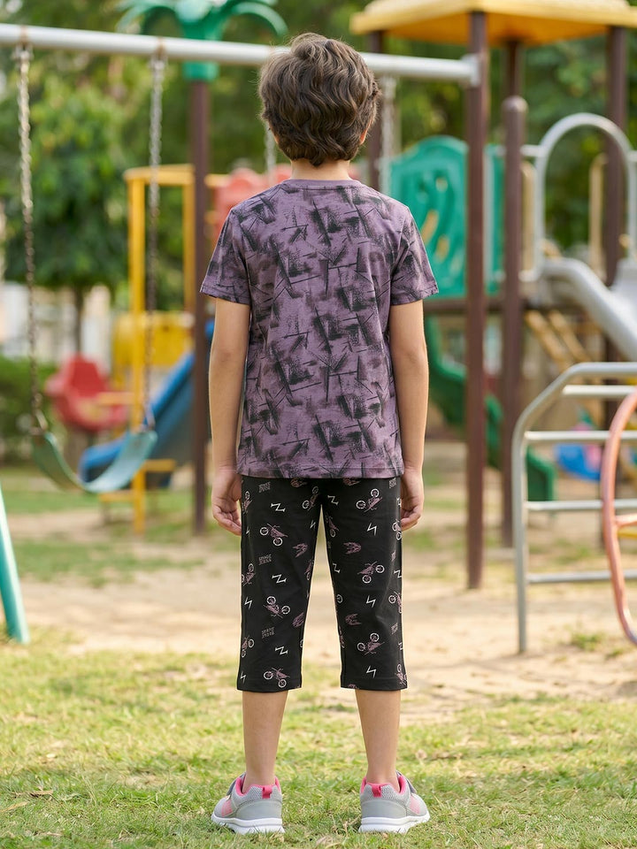Sprit boys printed half sleeve 3/4th set color old lavender