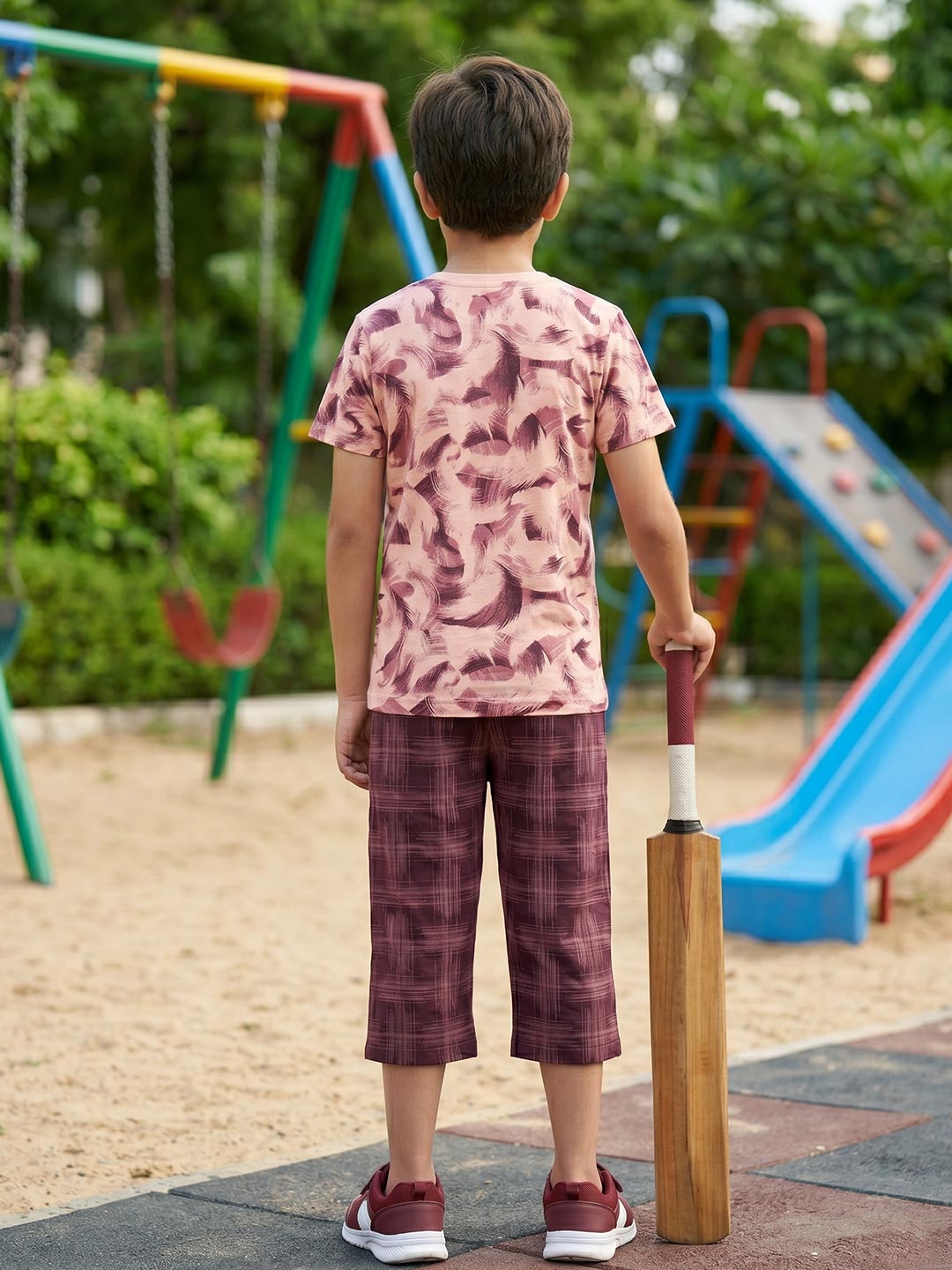 Sprit boys printed half sleeve 3/4th set color melon