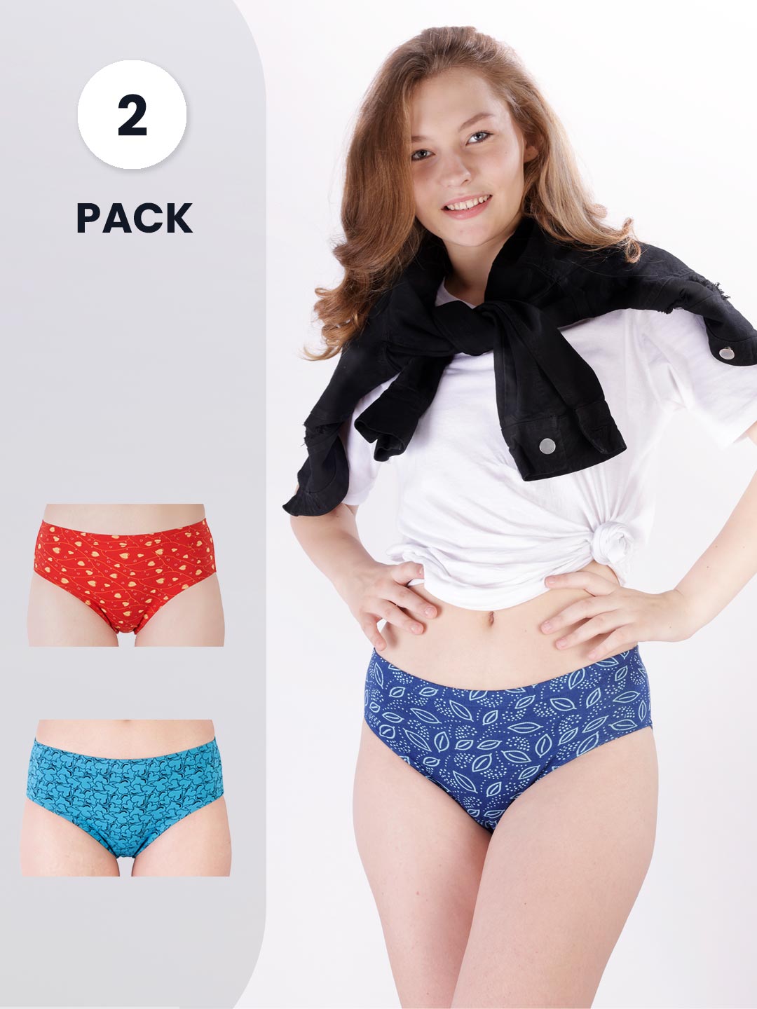 brasso printed inner elastic panties for women 2 pc pack combo