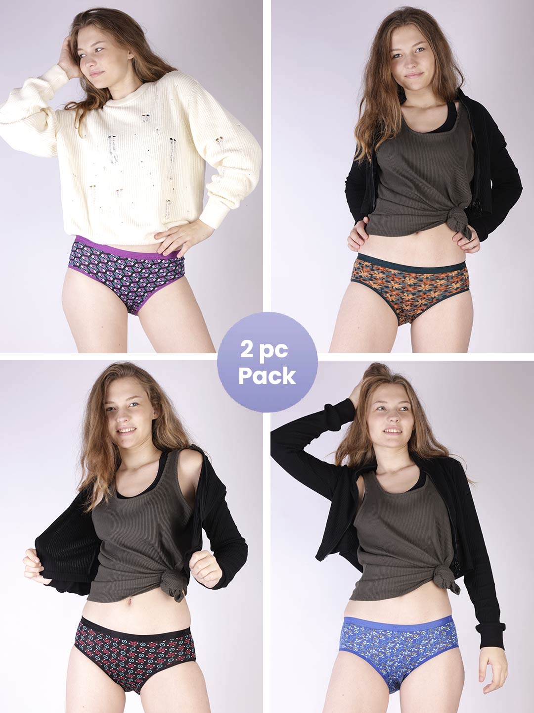 Women Printed Viscose Panties-(Pack Of 2)