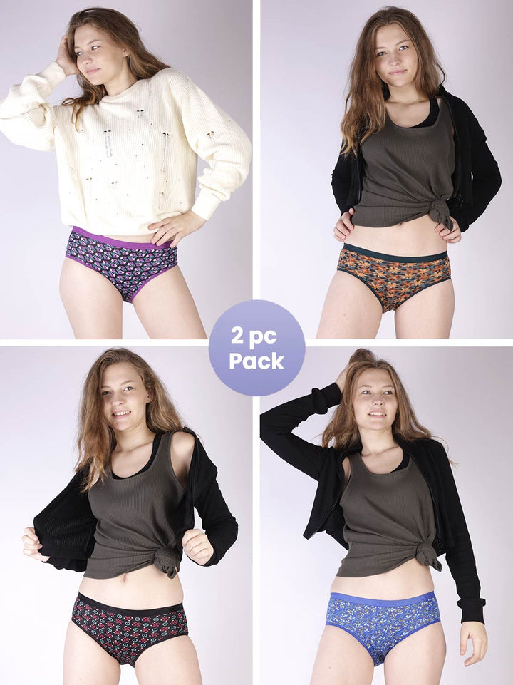 Women Printed Viscose Panties-(Pack Of 2)