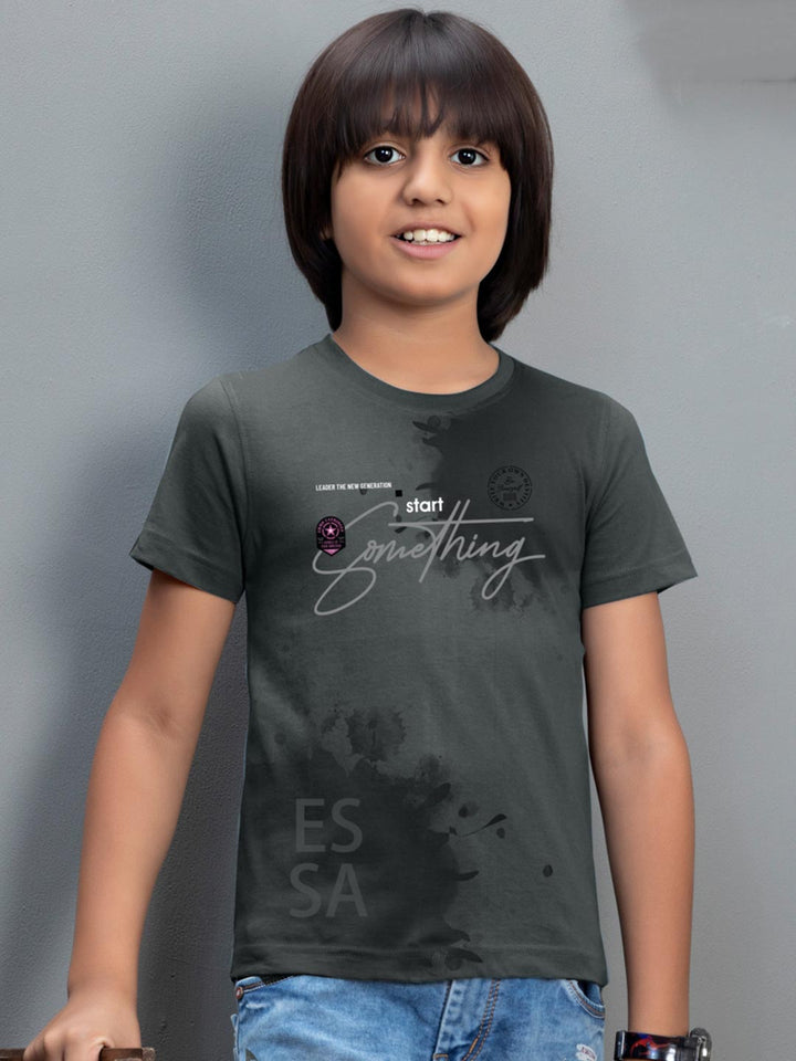 printed round neck t-shirt for boys half sleeve #color_charcoal-grey