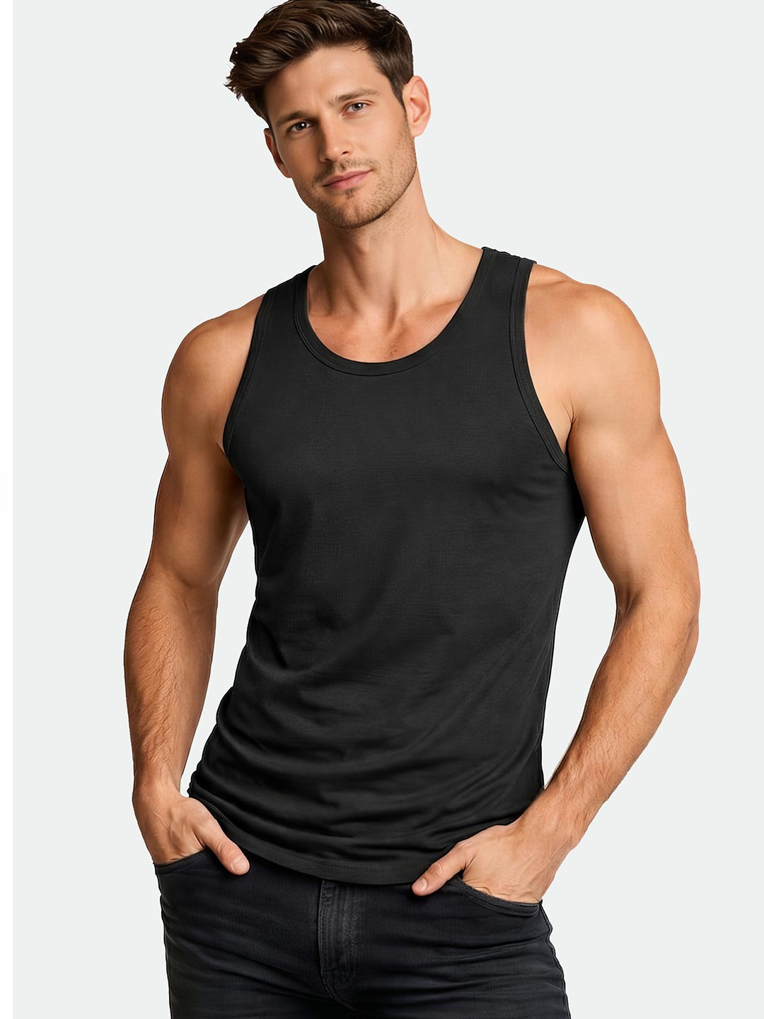 calyx vest roundneck for men dark brown-essa garments#color_black