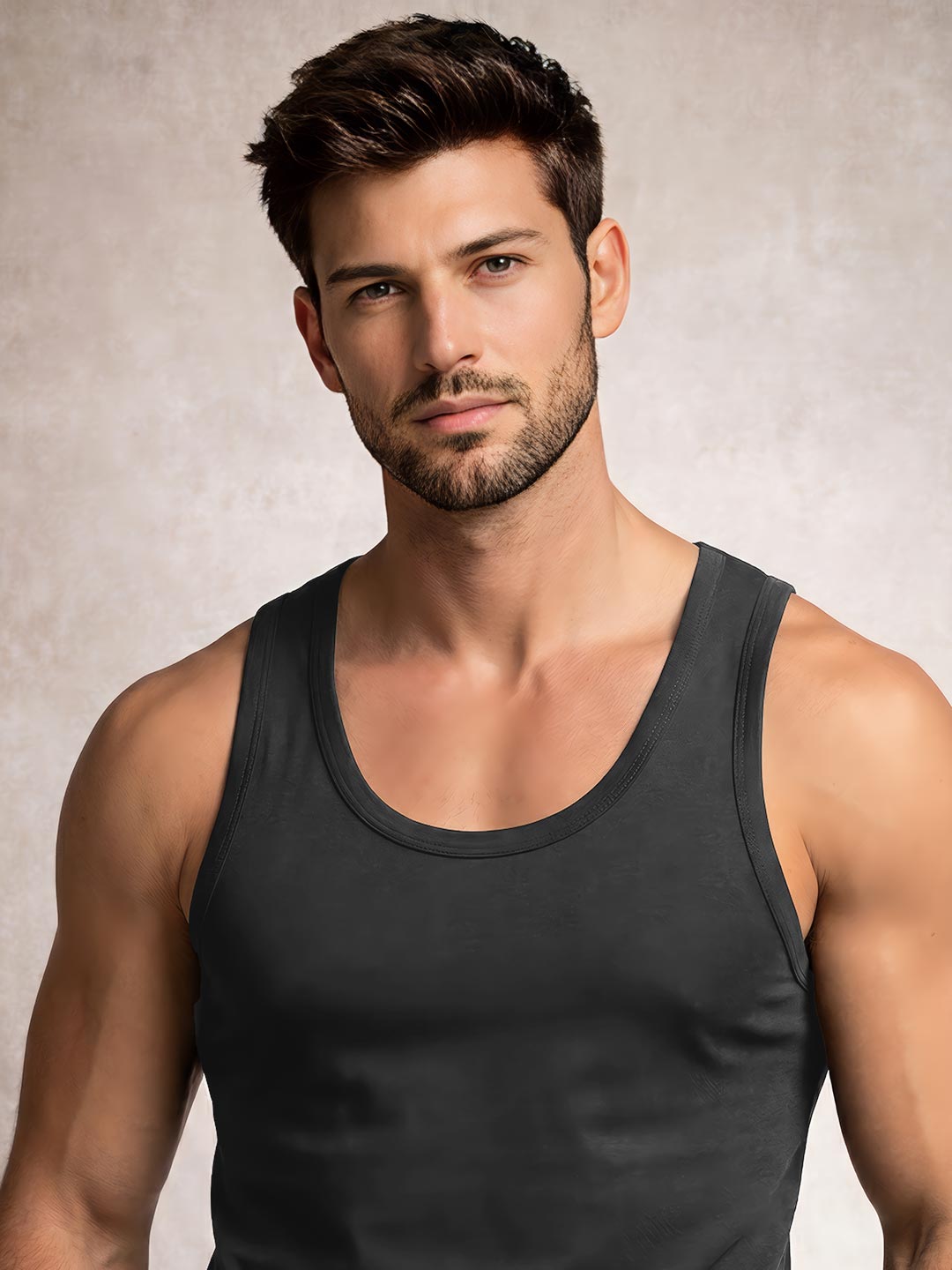 coold vest round neck for men black-essa garments#color_dark-grey
