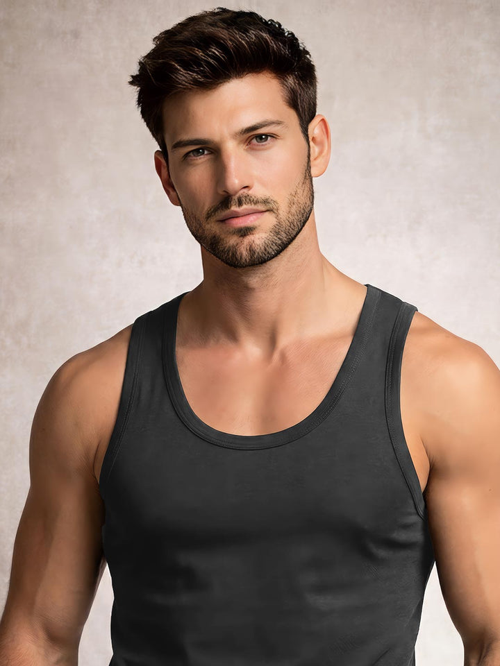 coold vest round neck for men black-essa garments#color_dark-grey