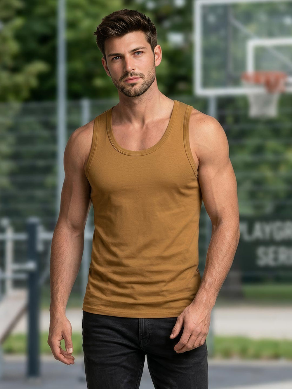 coold vest round neck for men brown-essa garments#color_pale-brown