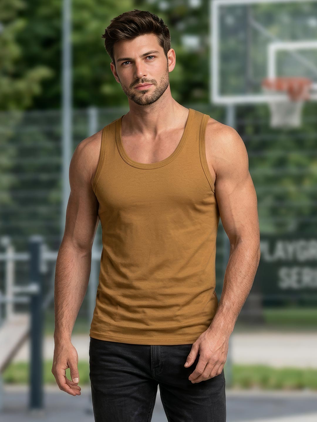coold vest round neck for men brown-essa garments#color_pale-brown