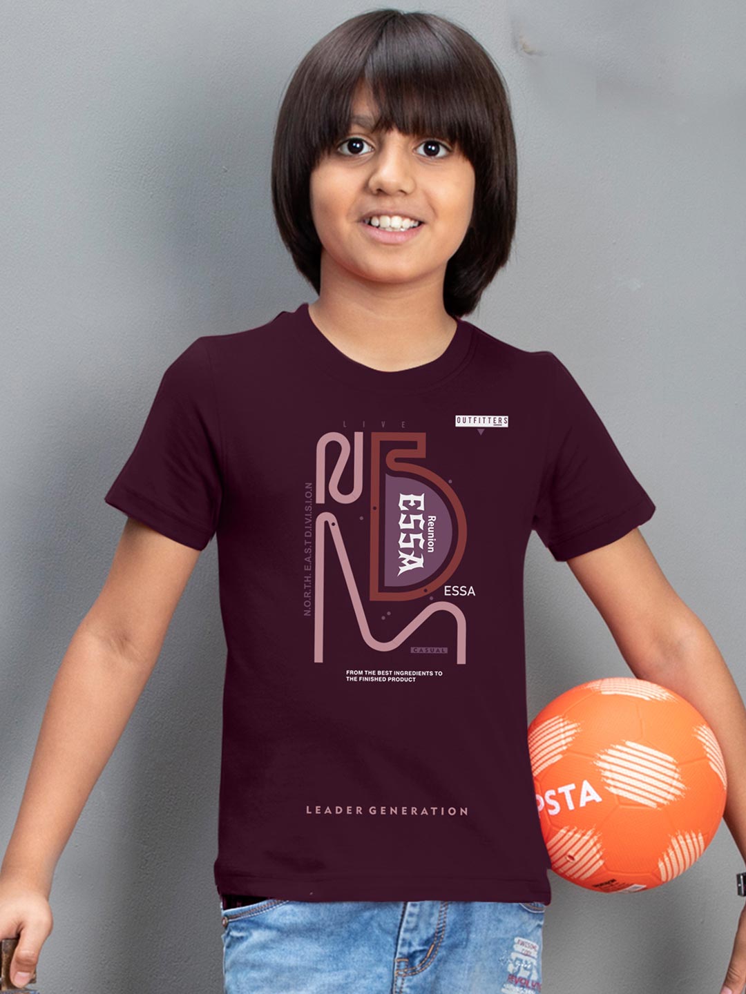 printed round neck t-shirt for boys half sleeve #color_dark-sienna