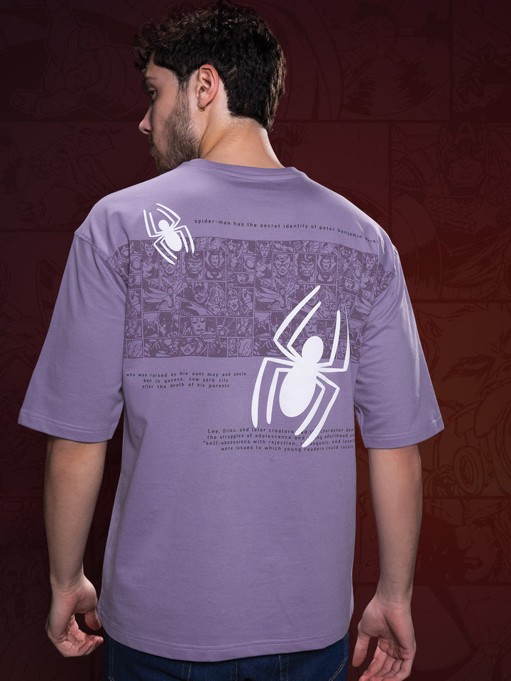 marvel avengers printed down shoulder t-shirt for men color light pastel purple