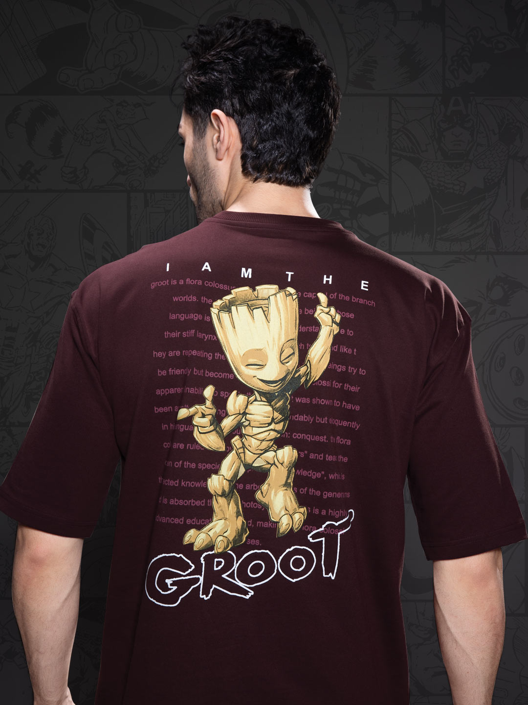 marvel avengers printed down shoulder t-shirt for men color maroon