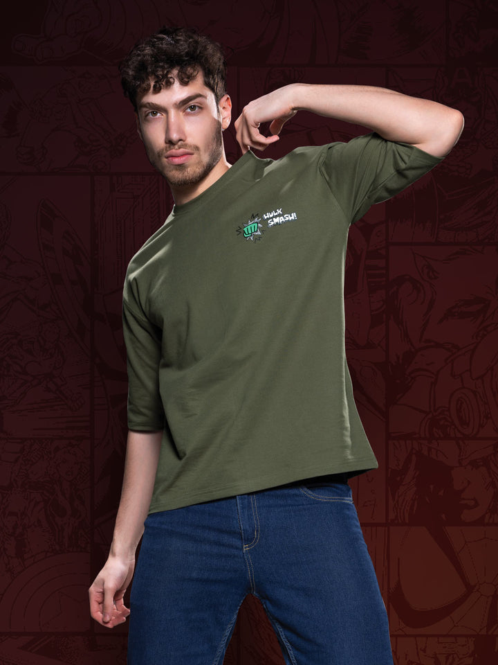 marvel avengers printed down shoulder t-shirt for men color cactus