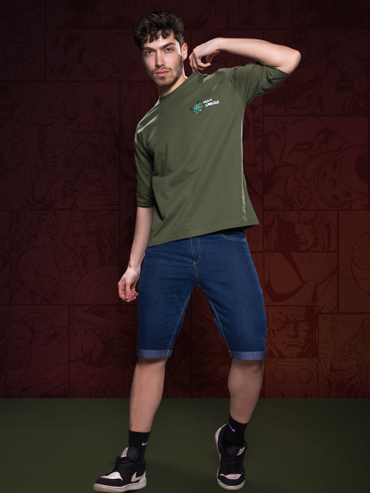 marvel avengers printed down shoulder t-shirt for men color cactus